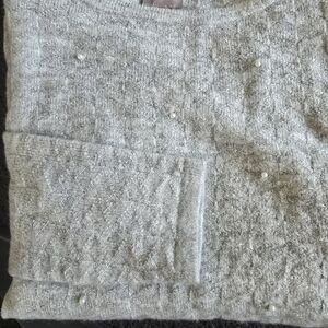 Chico's Gray Women's Sweater with Pearl Accents